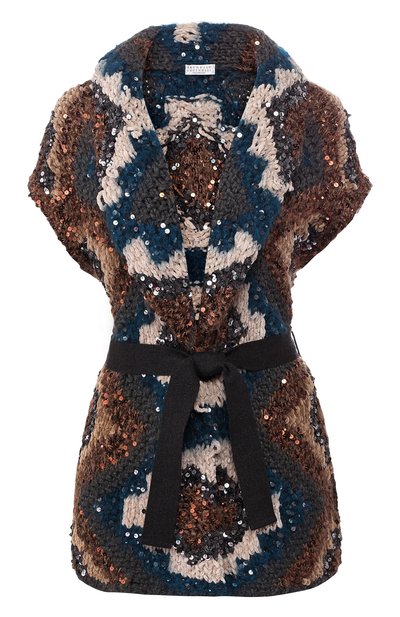 Вязаной кардиган с поясом и пайетками BRUNELLO CUCINELLI, арт. M9Z611036, фото 1