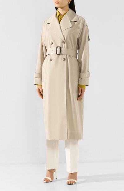 Хлопковый тренч VICTORIA BECKHAM бежевого цвета по цене 179500 руб., арт. 1220WCT001085A, фото 3 Хлопковый тренч VICTORIA BECKHAM, арт. 1220WCT001085A, фото 3