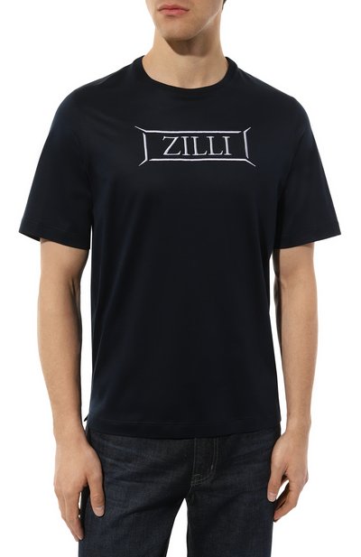 Хлопковая футболка ZILLI темно-синего цвета по цене 43250 руб., арт. TSR02AM0110VZLF14M, фото 3 Хлопковая футболка ZILLI, арт. TSR02AM0110VZLF14M, фото 3