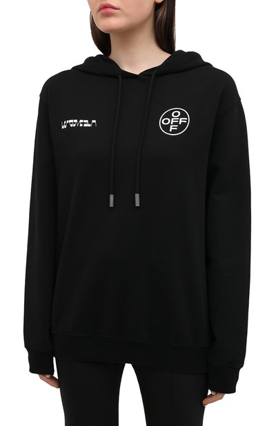 Хлопковое худи OFF-WHITE черного цвета по цене 47500 руб., арт. 0WBB035R21JER005, фото 3 Хлопковое худи OFF-WHITE, арт. 0WBB035R21JER005, фото 3