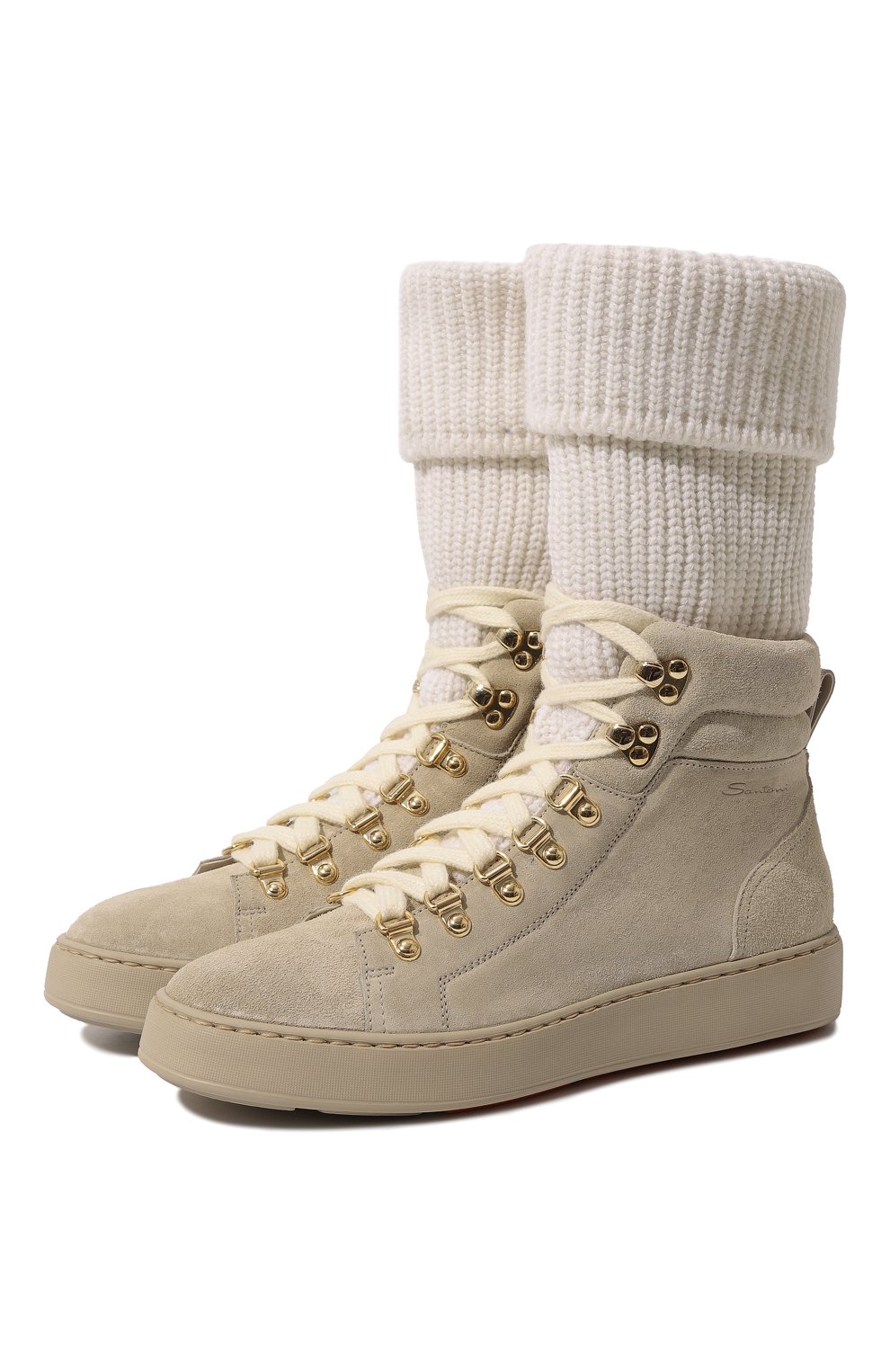 Замшевые кеды SANTONI бежевого цвета по цене 85750 руб., арт. WBVI61036SABTSAPE20, фото 1 Замшевые кеды SANTONI, арт. WBVI61036SABTSAPE20, фото 1