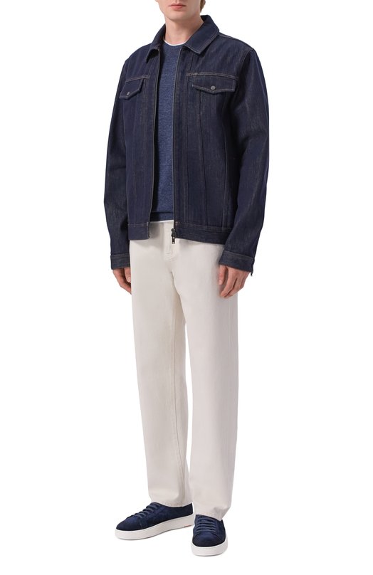 Замшевые кеды Cleanic Santoni MBCG21571BARTA0L Синий  MBCG21571BARTA0L Фото 2