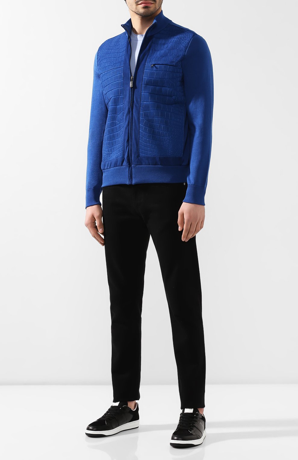 Кардиган из смеси хлопка и шелка с отделкой из кожи крокодила ZILLI, арт. MBR-BL155-LUCR1/ML02/CNIL, фото 2