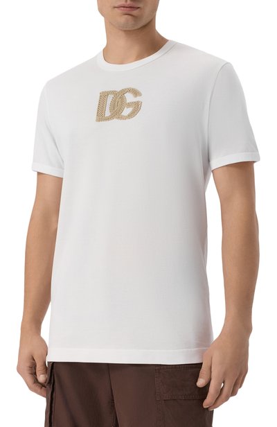 Хлопковая футболка DOLCE & GABBANA белого цвета по цене 65300 руб., арт. G8PV1Z/G7Q1Y, фото 3 Хлопковая футболка DOLCE & GABBANA, арт. G8PV1Z/G7Q1Y, фото 3