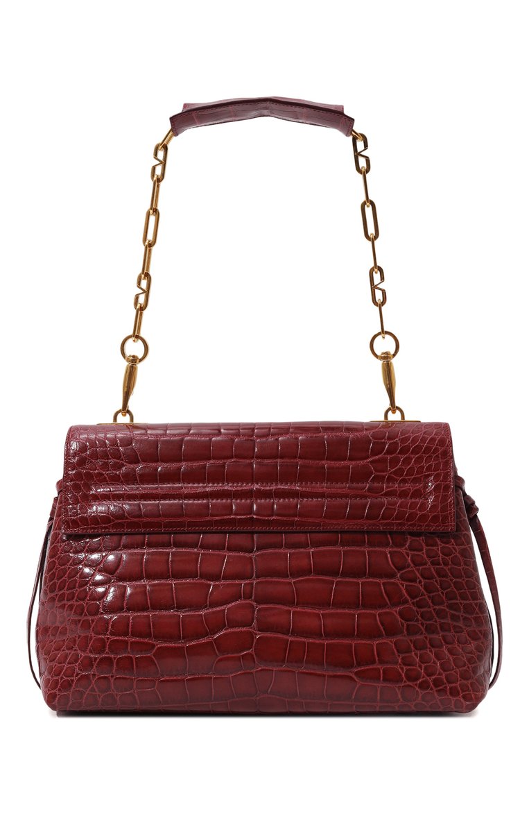 Женская сумка v-ring medium из кожи аллигатора VALENTINO бордового цвета, арт. RW0B0E13/WEU/AMIS | Фото 6 (Размер: medium; Сумки-технические: Сумки через плечо; Материал: Экзотическая кожа; Драгоценные камни: Проставлено; Материал сплава: Проставлено)