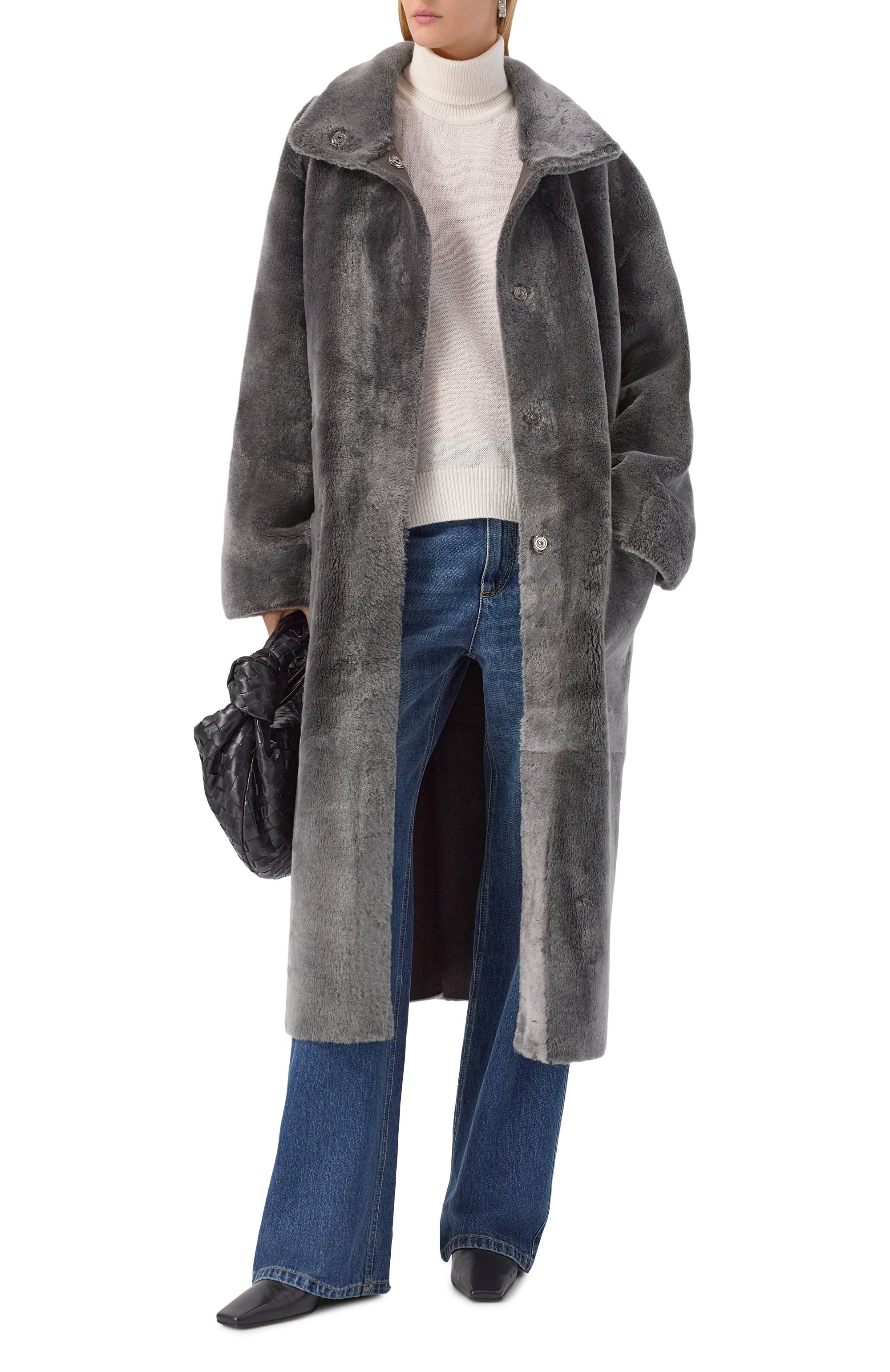 Дубленка из овчины SIMONETTA RAVIZZA серого цвета по цене 499500 руб., арт. F05C0142H21T, фото 2 Дубленка из овчины SIMONETTA RAVIZZA, арт. F05C0142H21T, фото 2