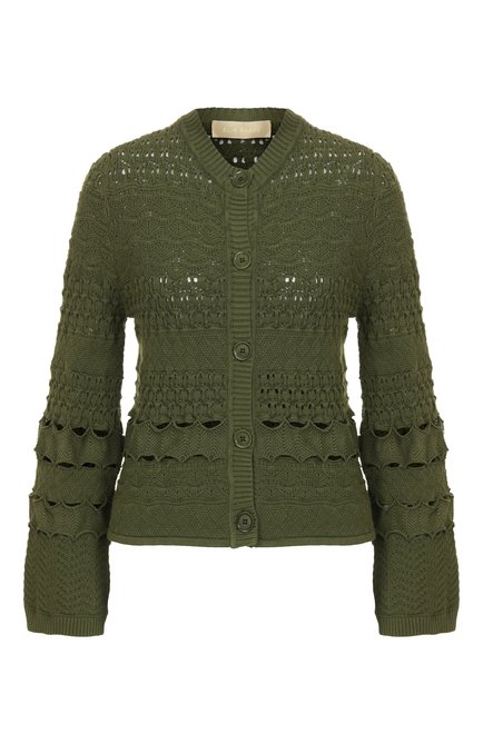 Женский кардиган из вискозы ELIE SAAB хаки цвета, арт. J0113NS25 | Фото 1 (Автоматизация состава: Проставлено; Автоматизация ТО: Проставлено; Материал внешний: Синтетический материал, Вискоза; Рукава: Длинные; Длина (для топов): Стандартные)