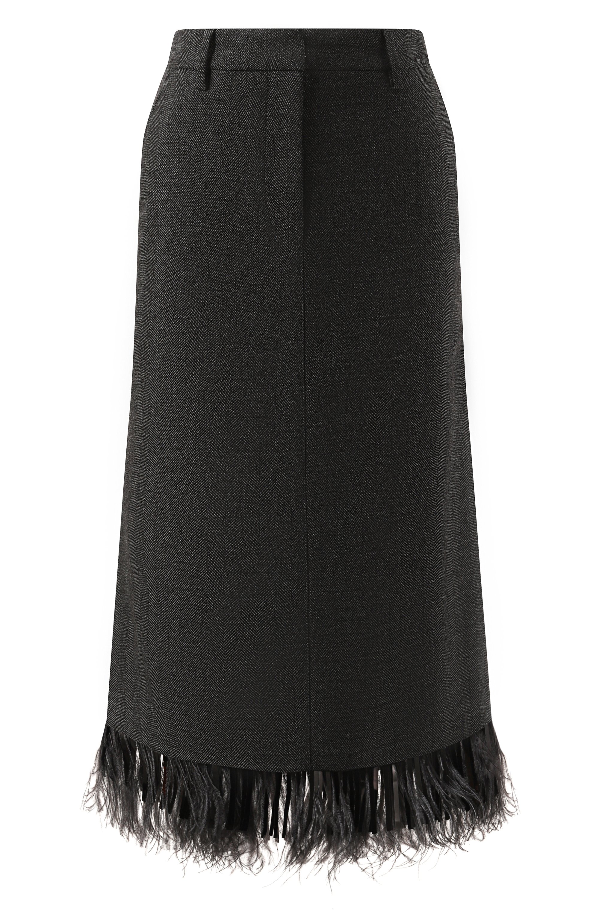 Шерстяная юбка с отделкой перьями BRUNELLO CUCINELLI, арт. MD595G3652, фото 1