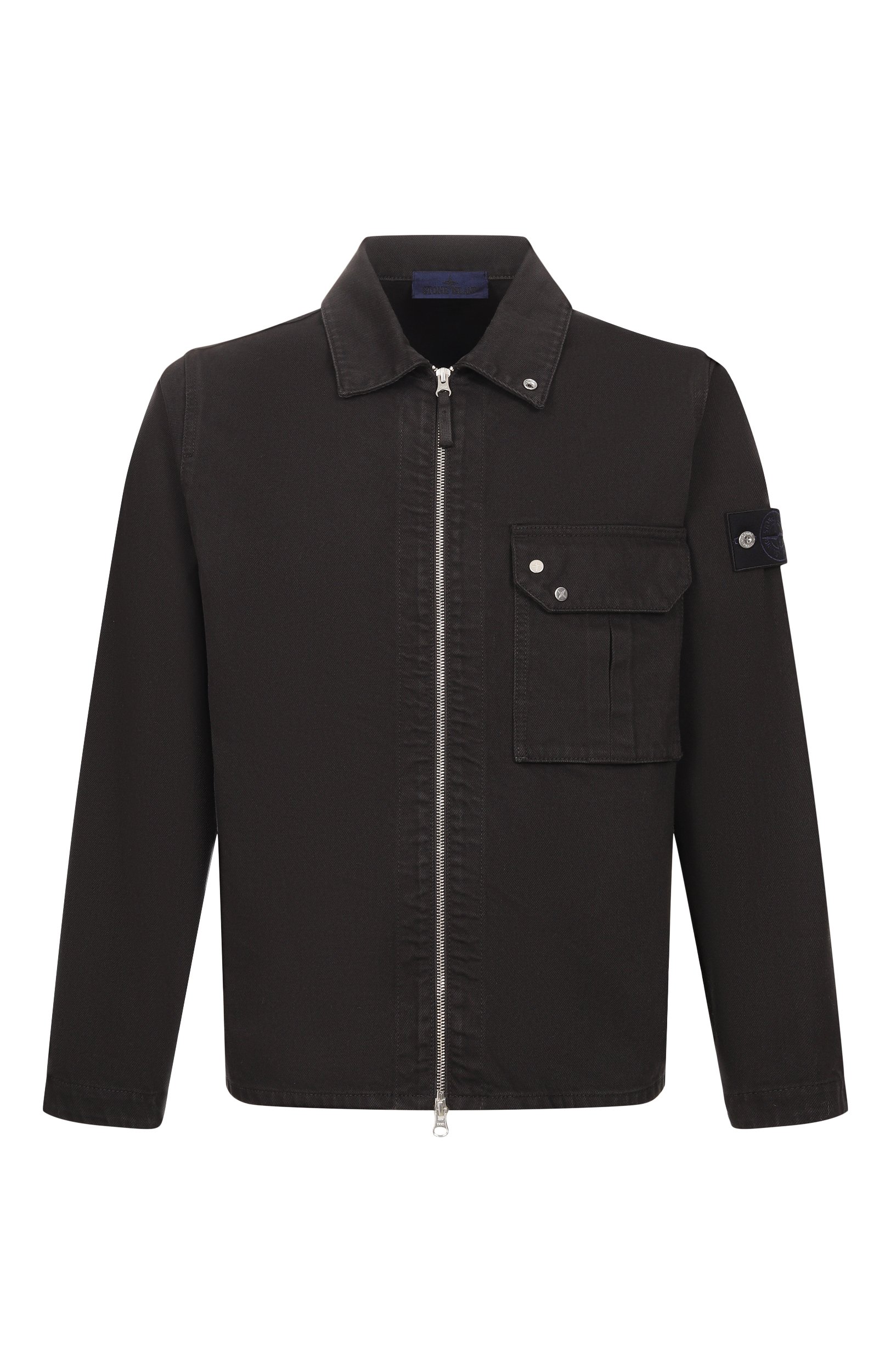 Джинсовая куртка-рубашка STONE ISLAND черного цвета по цене 73650 руб., арт. L1S141200002/S0J24, фото 1 Джинсовая куртка-рубашка STONE ISLAND, арт. L1S141200002/S0J24, фото 1