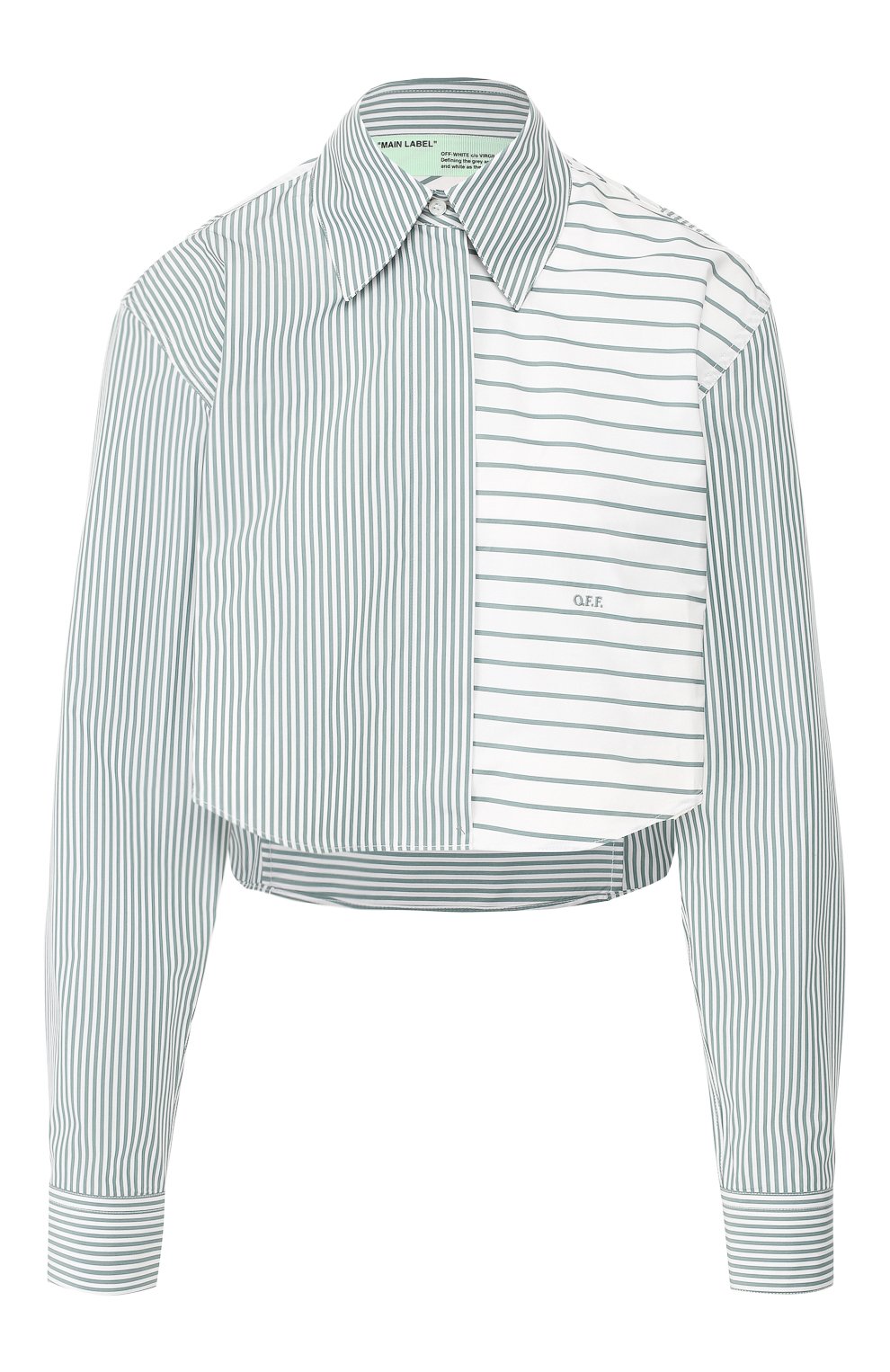 Хлопковая рубашка OFF-WHITE зеленого цвета по цене 36450 руб., арт. 0WGA040R19A550749943, фото 1 Хлопковая рубашка OFF-WHITE, арт. 0WGA040R19A550749943, фото 1