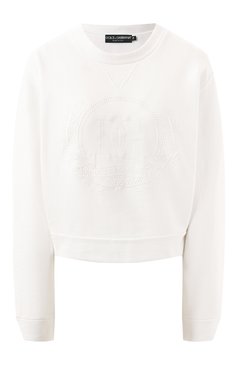 Женский хлопковый свитшот DOLCE & GABBANA белого цвета, арт. F9S14Z/GDCN0 | Фото 1 (Материал внешний: Хлопок; Материал сплава: Проставлено; Драгоценные камни: Проставлено; Рукава: Длинные; Длина (для топов): Стандартные; Женское Кросс-КТ: Свитшот-одежда; Стили: Спорт-шик)