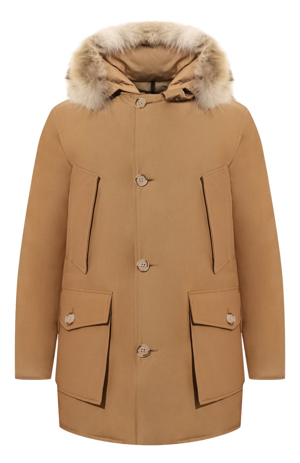 Пуховая парка WOOLRICH бежевого цвета по цене 112900 руб., арт. CFWOOU0482MRUT0001, фото 1 Пуховая парка WOOLRICH, арт. CFWOOU0482MRUT0001, фото 1