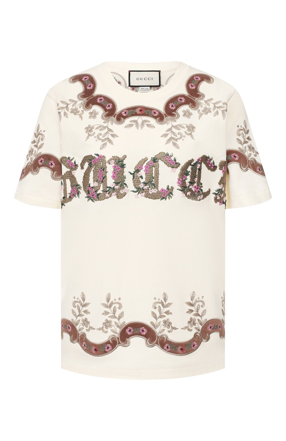 Хлопковая футболка GUCCI белого цвета по цене 79950 руб., арт. 580762/XJBUL, фото 1 Хлопковая футболка GUCCI, арт. 580762/XJBUL, фото 1
