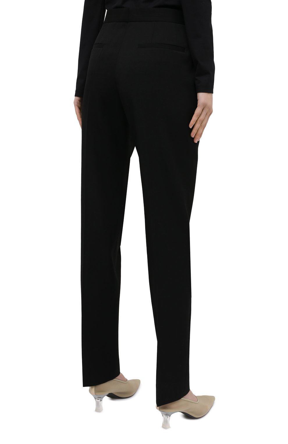 Шерстяные брюки JIL SANDER черного цвета по цене 84050 руб., арт. JSWR305720-WR202500, фото 4 Шерстяные брюки JIL SANDER, арт. JSWR305720-WR202500, фото 4
