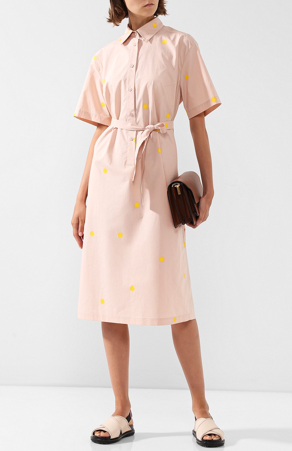 Хлопковое платье-рубашка с поясом в горох NINA DONIS, арт. 38ND32, фото 2