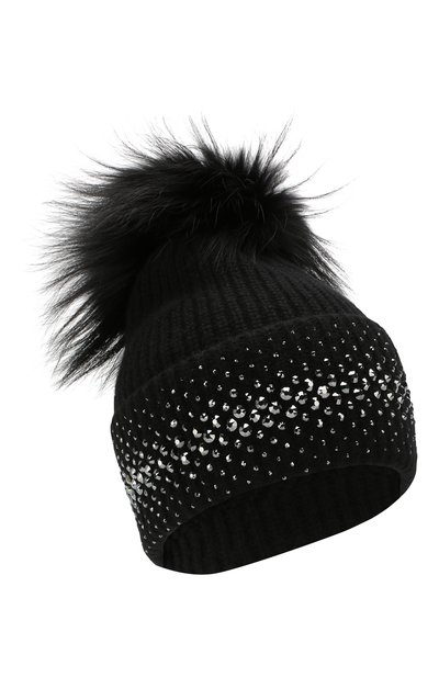 Кашемировая шапка WILLIAM SHARP черного цвета по цене 158500 руб., арт. A12-13/SILVER F0X DYED, фото 1 Кашемировая шапка WILLIAM SHARP, арт. A12-13/SILVER F0X DYED, фото 1