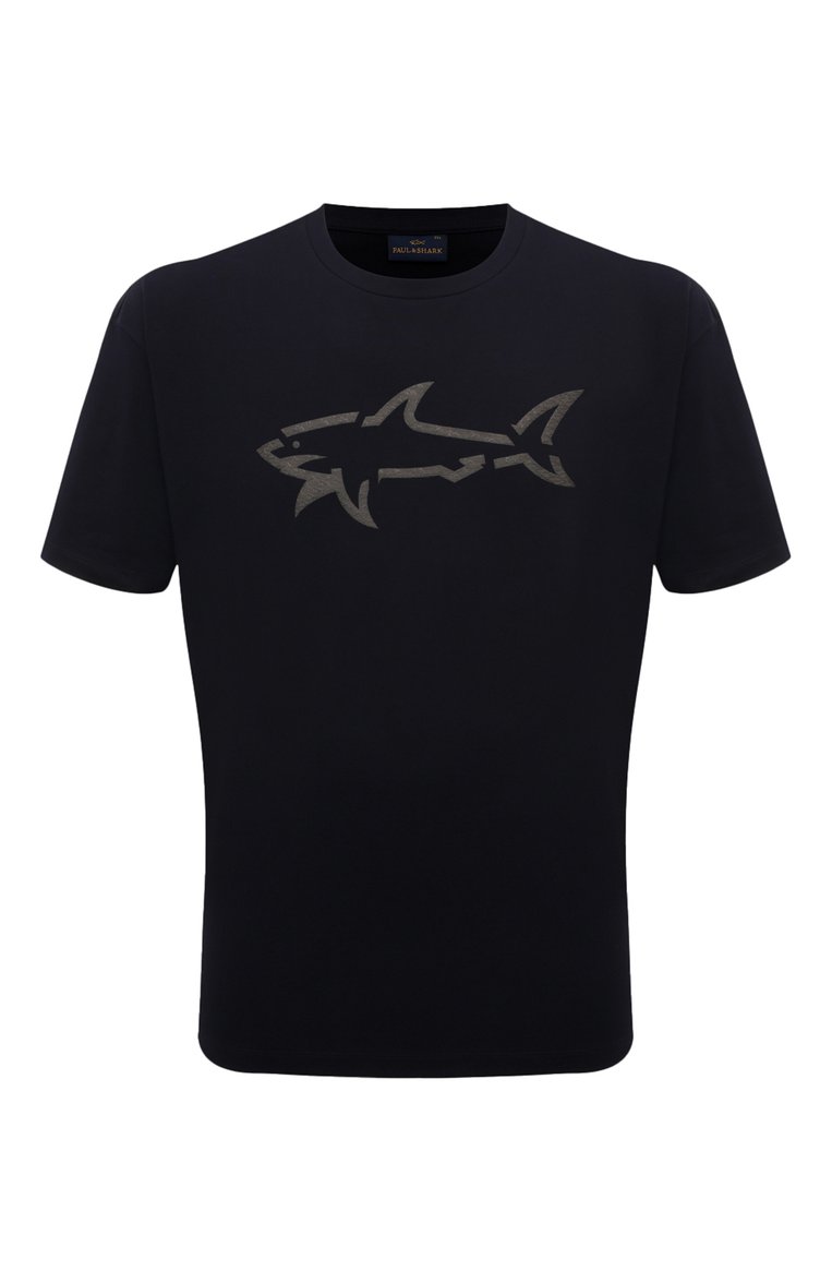 Мужская хлопковая футболка PAUL&SHARK темно-синего цвета, арт. 14311653/011 | Фото 1 (Рукава: Кор�откие; Материал внешний: Хлопок; Длина (для топов): Удлиненные; Принт: С принтом; Стили: Кэжуэл; Мужское Кросс-КТ: Футболка-одежда; Кросс-КТ: Джерси)