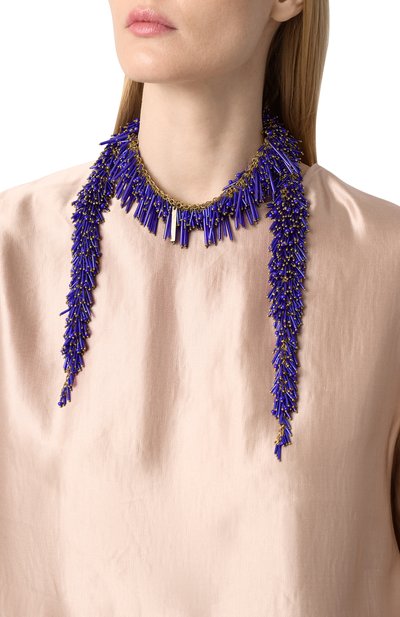 Колье DRIES VAN NOTEN синего цвета по цене 79150 руб., арт. 242-018233-052/G0LD, фото 2 Колье DRIES VAN NOTEN, арт. 242-018233-052/G0LD, фото 2