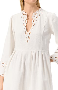 Женское хлопковое платье ISABEL MARANT ETOILE белого цвета, арт. 25PR00656FA/C1J12E | Фото 5 (Драгоценные камни: Проставлено; Рукава: Длинные; Материал сплава: Проставлено; Длина Ж (юбки, платья, шорты): Миди; Женское Кросс-КТ: Платье-одежда; Случай: Повседневный; Стили: Романтичный; Материал внешний: Хлопок)