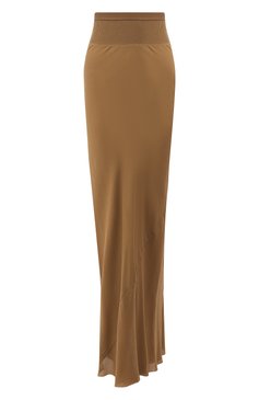 Женская шелковая юбка RICK OWENS коричневого цвета, арт. RP19S6333/G | Фото 1 (Длина Ж (юбки, платья, шорты): Макси; Статус проверки: Проверена категория, Проверено; Материал внешний: Шелк; Женское Кросс-КТ: Юбка-одежда; Материал сплава: Проставлено, Проверено; Драгоценные камни: Проставлено)