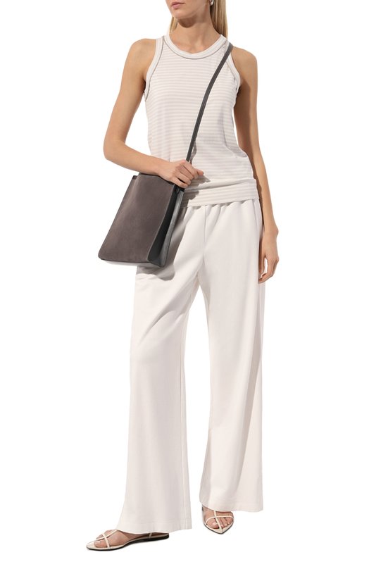 Хлопковые брюки Brunello Cucinelli MH827B1334 Кремовый  MH827B1334 Фото 2