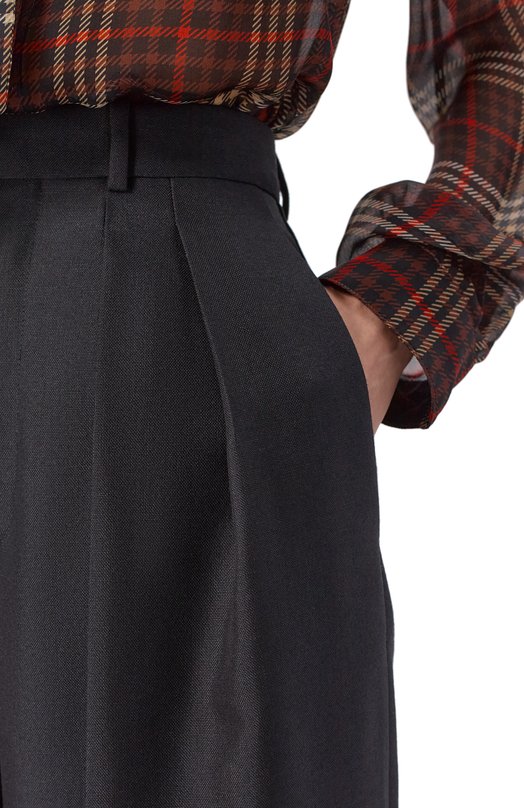 Шерстяные брюки Saint Laurent 854457/Y5J50 Чёрный  854457/Y5J50 Фото 5