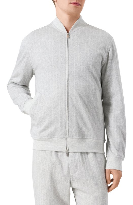 Толстовка из хлопка и кашемира Brunello Cucinelli MM8339072G Серый  MM8339072G Фото 3