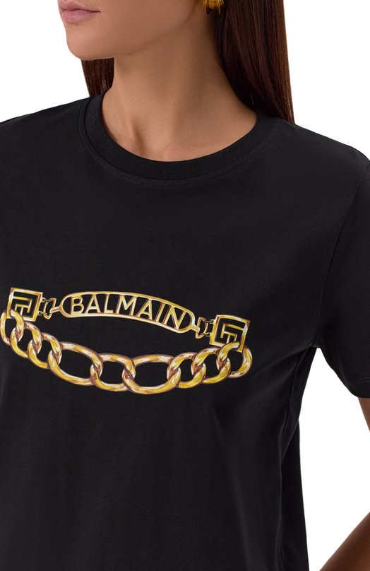 Хлопковая футболка Balmain FF1EF004/GE97 Чёрный  FF1EF004/GE97 Фото 5