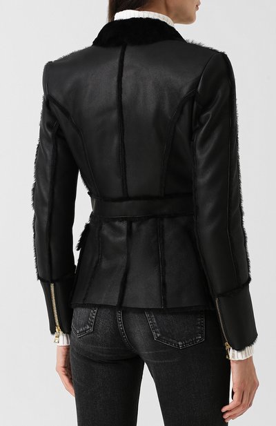 Двубортная укороченная дубленка из овчины BALMAIN черного цвета по цене 478000 руб., арт. 147352/L012, фото 4 Двубортная укороченная дубленка из овчины BALMAIN, арт. 147352/L012, фото 4