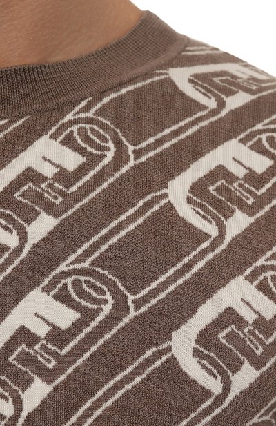 Шерстяной джемпер FENDI коричневого цвета по цене 87550 руб., арт. FZX061/AL3I/F0UHM, фото 5 Шерстяной джемпер FENDI, арт. FZX061/AL3I/F0UHM, фото 5