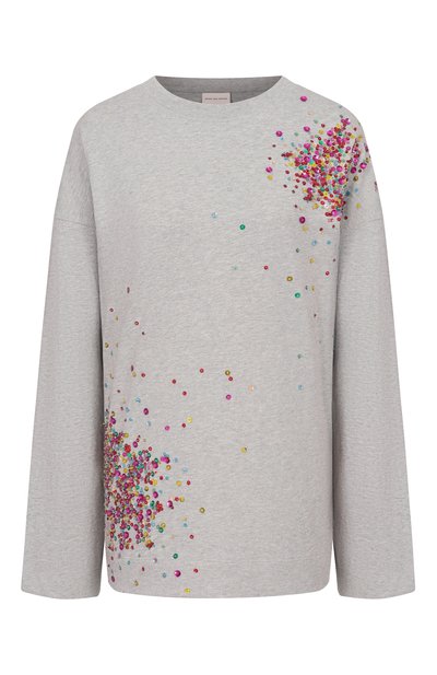 Женский хлопковый лонгслив с отделкой пайетками DRIES VAN NOTEN, арт. 131119/3603