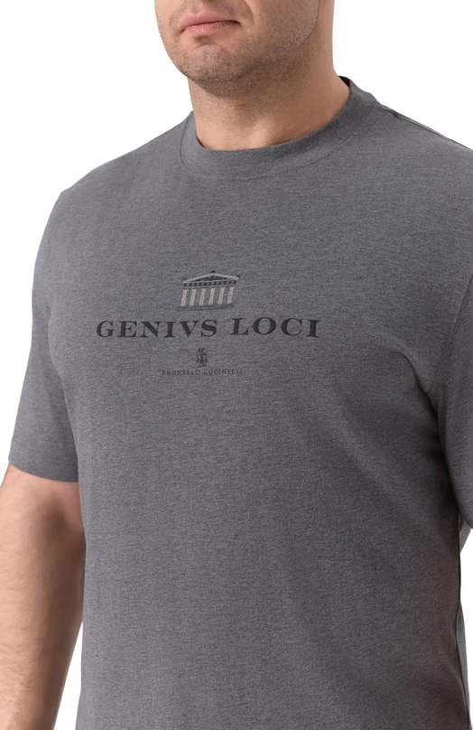 Хлопковая футболка Brunello Cucinelli M0B138520 Серый  M0B138520 Фото 5