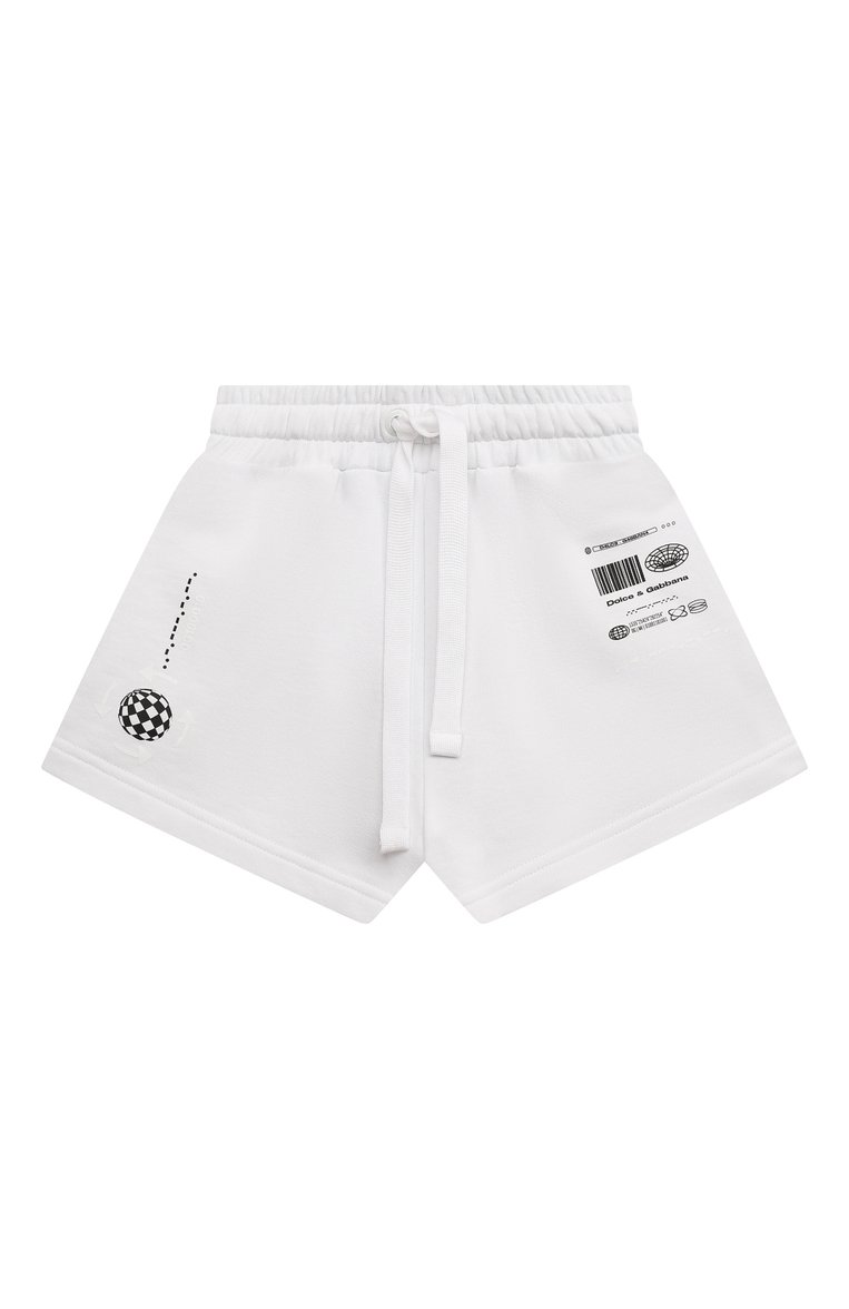 Детские хлопковые шорты DOLCE & GABBANA белого цвета, арт. L8JQ96/G7M6W | Фото 1 (Материал внешний: Хлопок; Нос: Не проставлено; Случай: Повседневный; Девочки Кросс-КТ: Шорты-спорт)