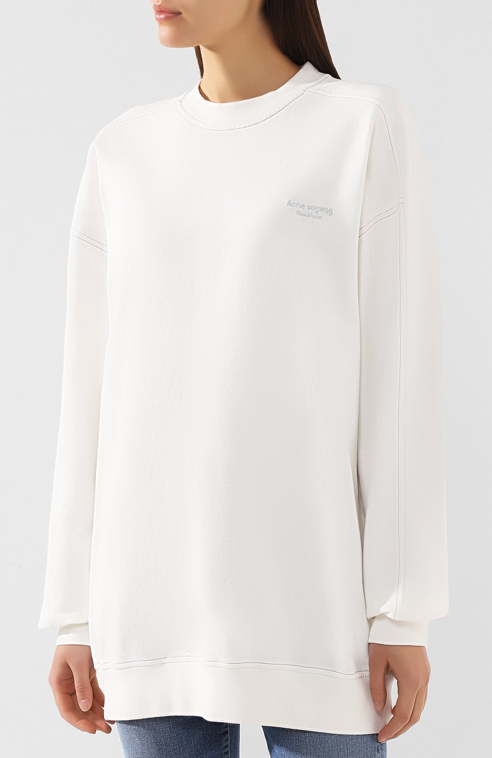 Хлопковый свитшот ACNE STUDIOS белого цвета по цене 17450 руб., арт. AI0007, фото 3 Хлопковый свитшот ACNE STUDIOS, арт. AI0007, фото 3