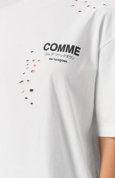 Женская хлопковая футболка COMME DES FUCKDOWN белого цвета, арт. CFABW01310 | Фото 5 (Длина (для топов): Стандартные; Материал внешний: Хлопок; Стили: Гранж; Принт: С пр�интом; Рукава: Короткие)