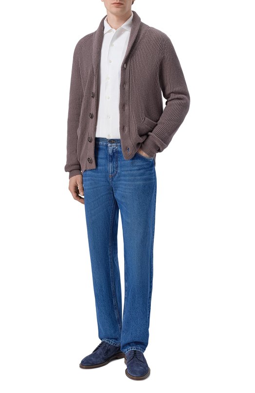 Хлопковый кардиган Brunello Cucinelli MNI708606 Коричневый  MNI708606 Фото 2