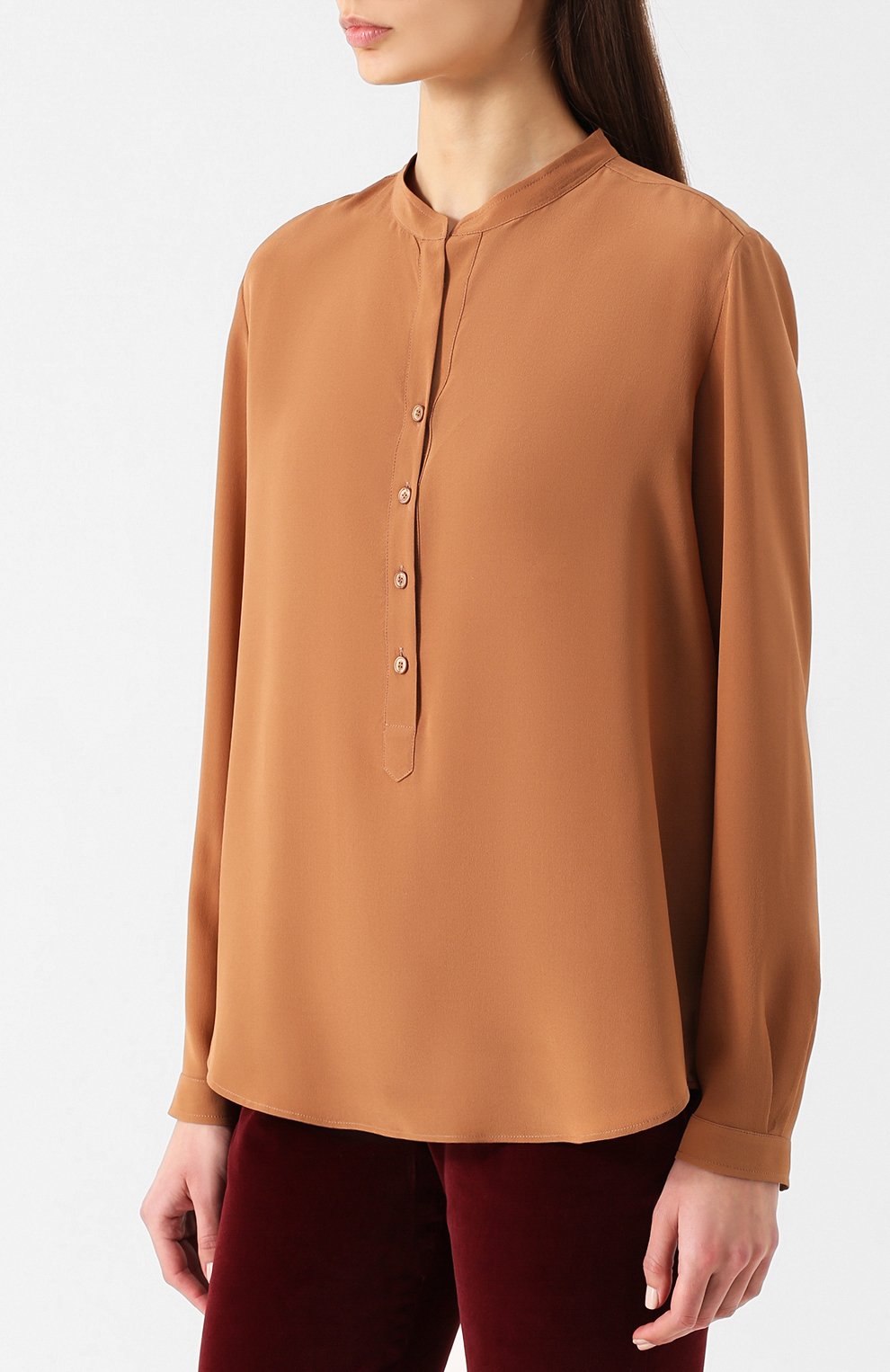 Прямая шелковая блуза с воротником-стойкой STELLA MCCARTNEY, арт. 358313/SY206, фото 3