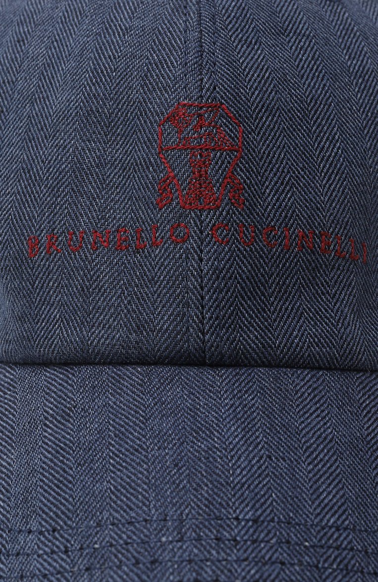 Мужская льняная бейсболка BRUNELLO CUCINELLI синего цвета, арт. MH2519850 | Фото 3 (Нос: Не проставлено; Материал: Лен, Текстиль; Автоматизация состава: Проставлено)