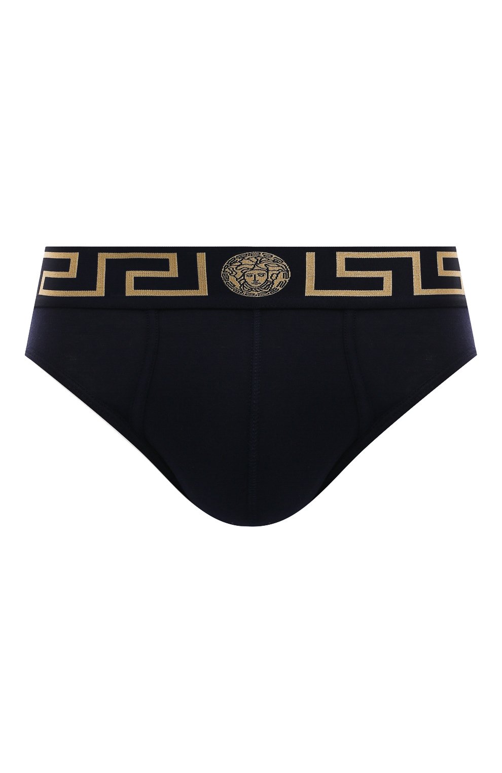Хлопковые брифы VERSACE темно-синего цвета по цене 8755 руб., арт. AU10027/A232741, фото 1 Хлопковые брифы VERSACE, арт. AU10027/A232741, фото 1