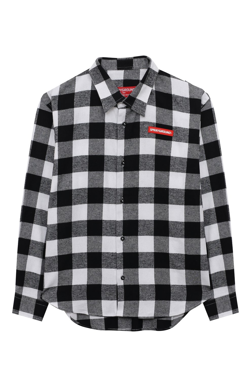 Хлопковая рубашка SPRAYGROUND черно-белого цвета по цене 18000 руб., арт. SPY970BLK, фото 1 Хлопковая рубашка SPRAYGROUND, арт. SPY970BLK, фото 1