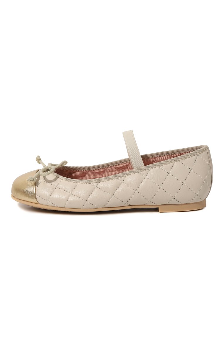 Детские кожаные балетки hannah PRETTY BALLERINAS бежевого цвета, арт. 48405 | Фото 2 (Материал внутренний: Натуральная кожа, Текстил�ь; Нос: Не проставлено; Материал внешний: Натуральная кожа; Автоматизация состава: Проставлено)