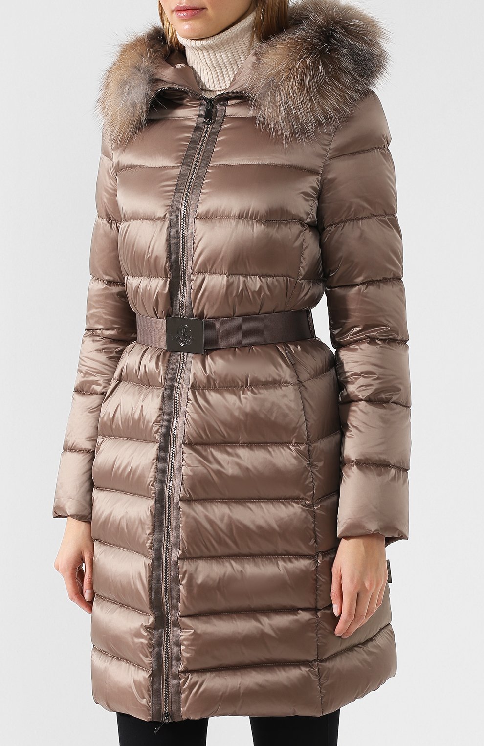 Пуховик с поясом и меховой отделкой MONCLER, арт. D2-093-49330-20-57869, фото 3