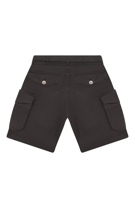 Детские хлопковые шорты-карго BRUNELLO CUCINELLI темно-коричневого цвета, арт. B289LP900C | Фото 2 (Материал сплава: Проставлено; Материал внешний: Хлопок; Нос: Не проставлено)
