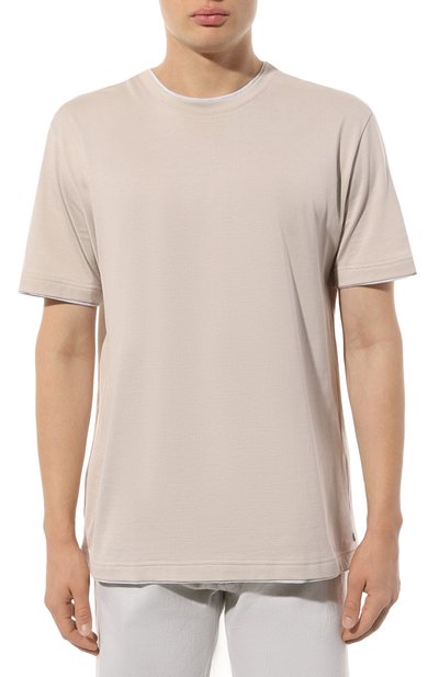 Хлопковая футболка ELEVENTY бежевого цвета по цене 30700 руб., арт. H75TSHH04 TES0H077, фото 3 Хлопковая футболка ELEVENTY, арт. H75TSHH04 TES0H077, фото 3