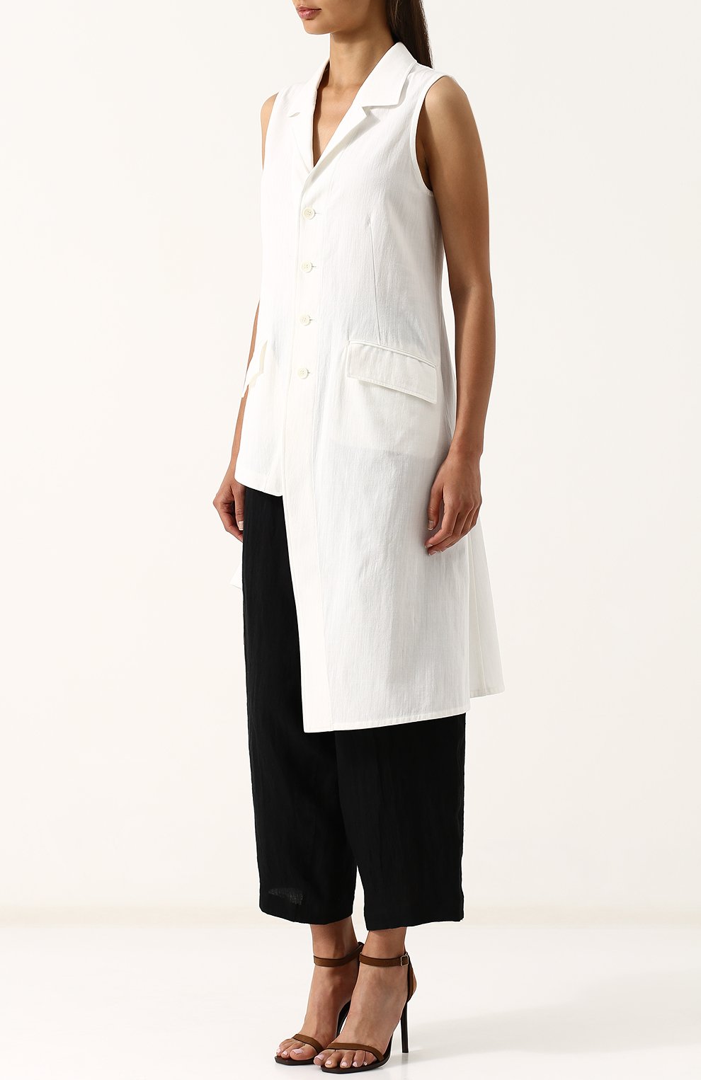 Однотонный хлопковый жилет асимметричного кроя YOHJI YAMAMOTO, арт. NW-J01-002, фото 3