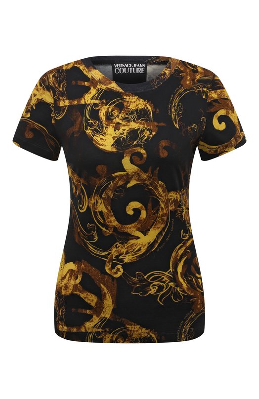 Хлопковая футболка Versace Jeans Couture 76HAH6D8/JS287 Чёрный 76HAH6D8/JS287