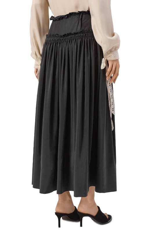 Шелковая юбка Ann Demeulemeester B0014011/FA731 Чёрный  B0014011/FA731 Фото 4