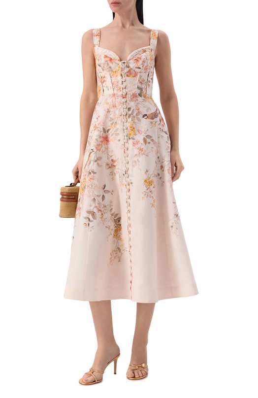 Льняное платье Zimmermann 7525DS261_001 Кремовый  7525DS261_001 Фото 2
