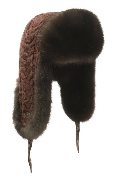 Женская меховая шапка-ушанка из соболя BLACK SABLE, арт. BS-FHK-G