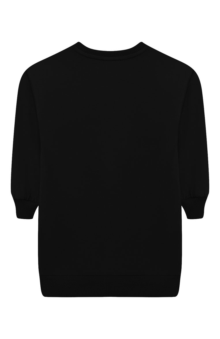 Детское хлопковое платье MOSCHINO черного цвета, арт. HDV0DP/LCA40/4A-8A | Фото 2 (Рукава: Длинные; Материал внешний: Хлопок; Случай: Повседневный)